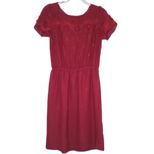 Vintage Charline of California Scalloped Embroidered Romantic Dress Size MED